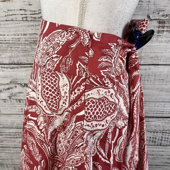 Talbots Skirt size 8 Petite Salmon Pink Paisley Knee A Line Modest Church Casual - Picture 6 of 9
